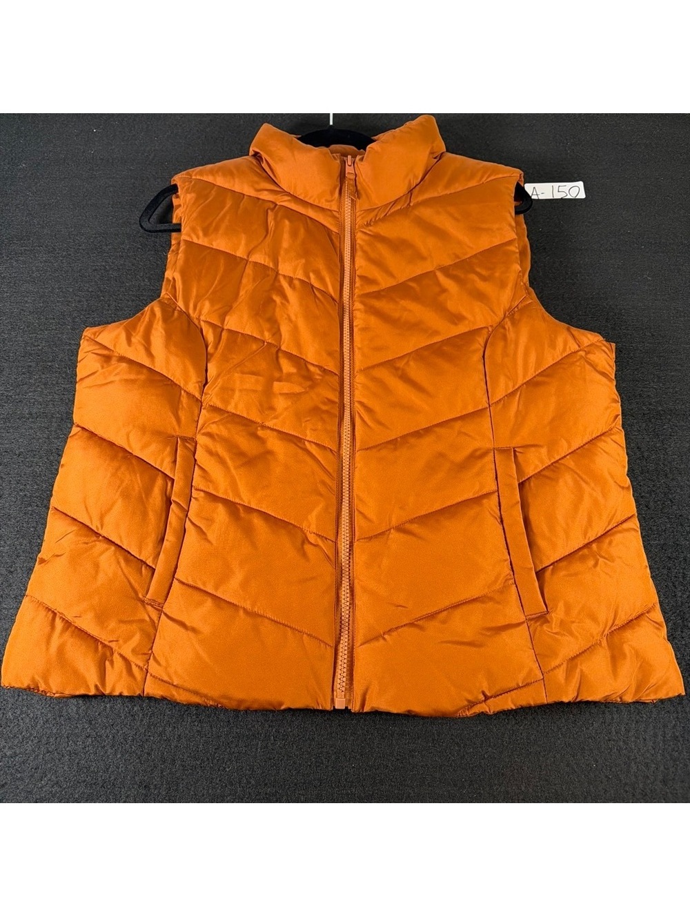 Cole Haan Women L Burnt Orange Puffer Vest Quilted Full Zip Lightweight